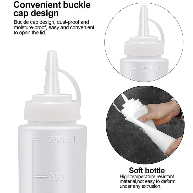 Abnaok Condiment Squeeze Bottles, 2-Pack 8 oz Food Grade Plastic Squeeze Condiment Bottles with Twist On Cap Lids for Sauces, Paint,Oil, Condiments,Salad Dressings, Arts and Crafts - Image 3